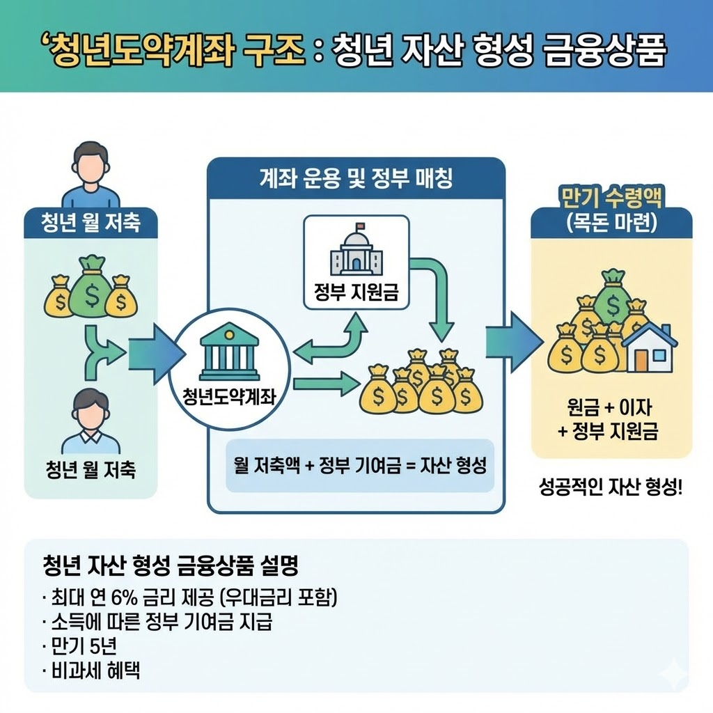 청년도약계좌 소득 조건과 정부기여금 설명 이미지