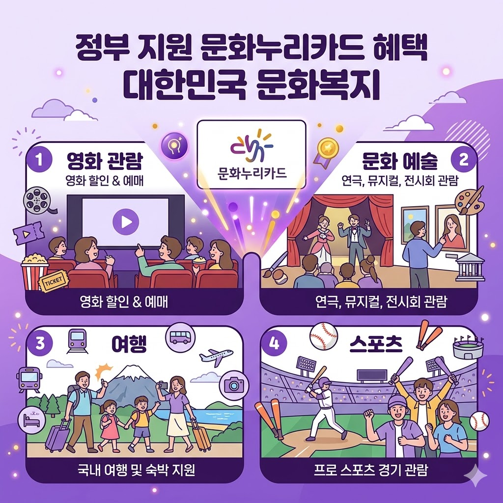 문화누리카드 사용 분야와 신청 절차 설명 이미지