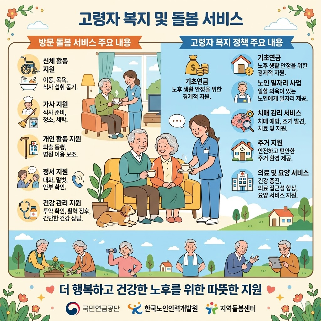 노인 돌봄 서비스와 복지 정책 확대 흐름을 설명하는 이미지