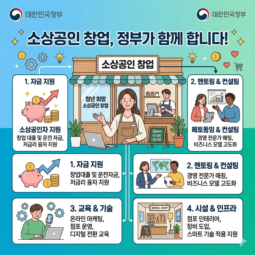 소상공인 지원금 신청 절차와 정책 자금 구조 설명 이미지